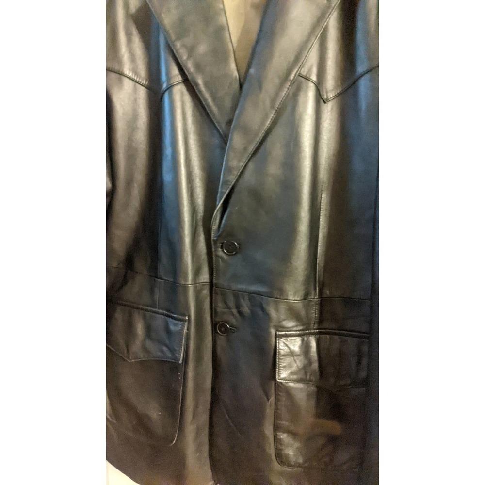 Excelled Leather Black Leather Jacket, 46 Tall Vintage - Picture 6 of 15